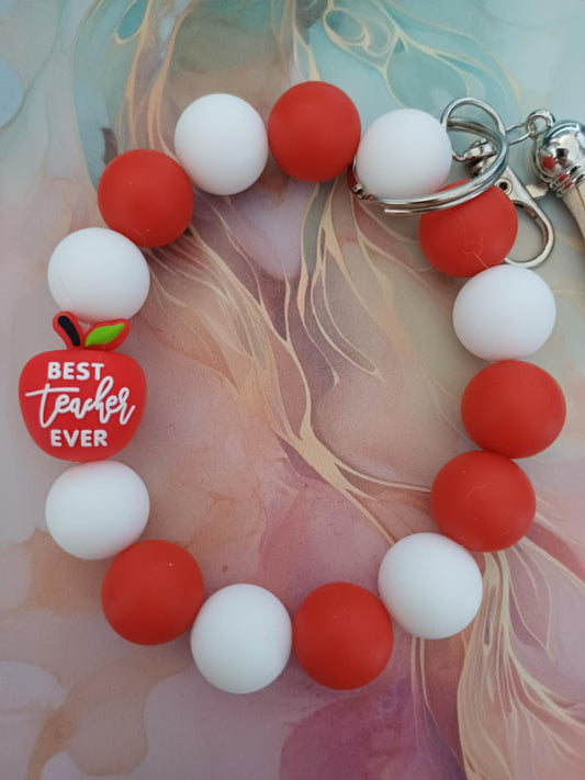 🍎📚 Teacher’s Apple Charm Bracelet